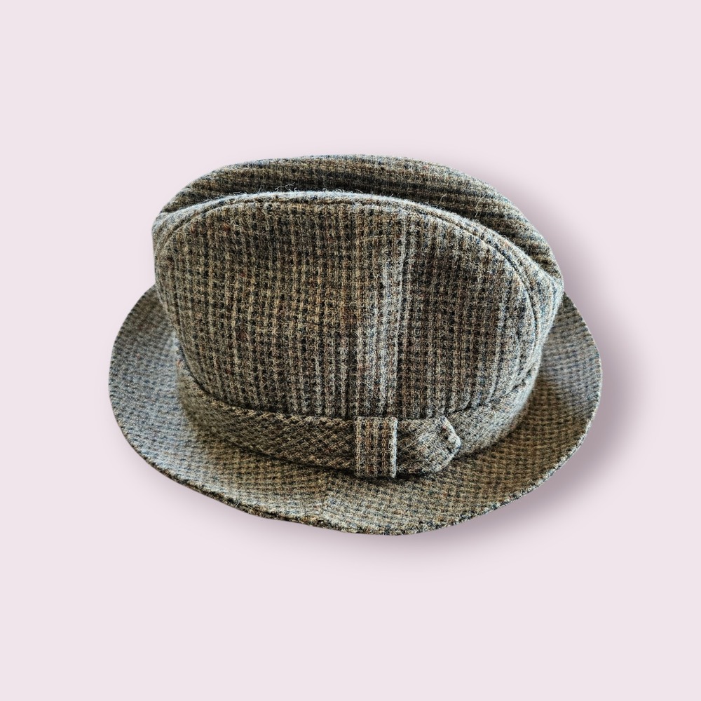 Borsalino Fedora Wool Italian Plaid‎ Brown Tan Preppy Old Money Dandy Hat